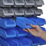 Prateleira de Parede Organizador de Ferramentas Prateleiras de Armazenamento com 28 Caixas ​54x95 cm Cinza e Azul