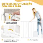 Barreira de Segurança de Animais de Estimação para Escadas e Portas com Aberturas de 75 - 131 cm com 3 Extensões Branco