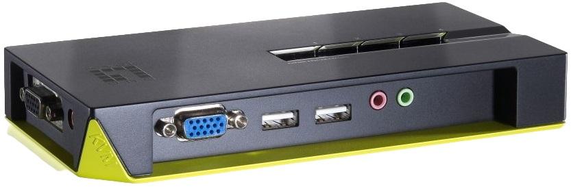 Comutador 4x Portas USB KVM + Áudio KVM - 0421 (Preto/Verde) - LEVEL ONE