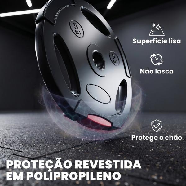 Conjunto de Discos de Pesos de 4 Peças 2x5 kg e 2x2,5 kg com Orifícios de 2,5 cm para Treino Fitness Preto
