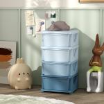 Organizador de Brinquedos com 4 Gavetas Torre de Arrumação para Crianças +3 Anos Cantos Arredondados e Pegas 37x37x76 cm Azul