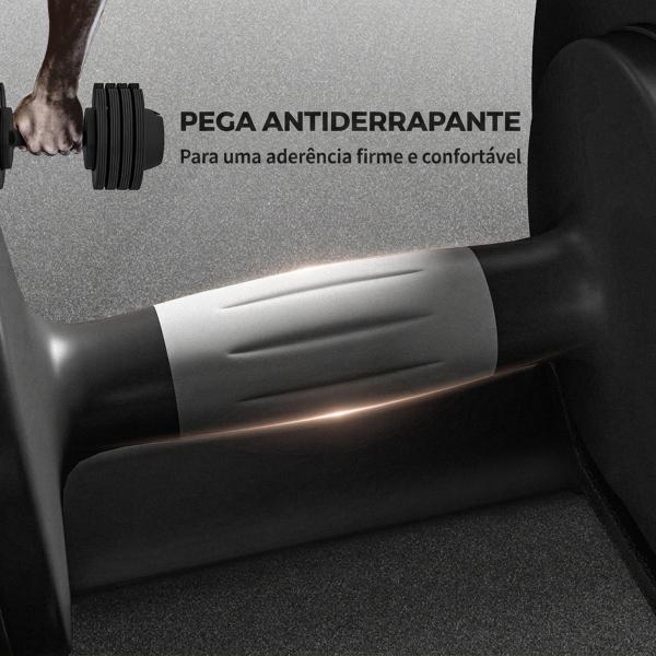 Halteres Ajustáveis 4 em 1 2x10 kg com Ajuste Rápido do Peso, Base de Armazenamento e Pega Antiderrapante para Treino em Casa