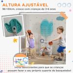 Cesta de Basquetebol para Crianças Altura Ajustável com Jogo de Lançamento de Bola de Futebol, Golf Multicolor
