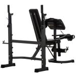 Banco de Musculação Multifuncional Banco de Pesos com Encosto Inclinável e Suporte de Barras com Altura Ajustável para Treinamento do Corpo Completo 187x140x117 - 136cm Preto