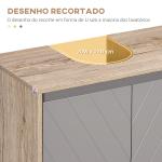 Móvel para Lavatório Casa de Banho com Porta Dupla e Prateleira Ajustável Carga 50kg 60x30x59,8 cm Carvalho e Cinza
