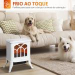 Lareira Elétrica 750/1500 W Lareira Decorativa com 2 Níveis de Potência Efeito Chama Área de Cobertura 15 - 20 m² 37,3x23,1x44 cm Branco