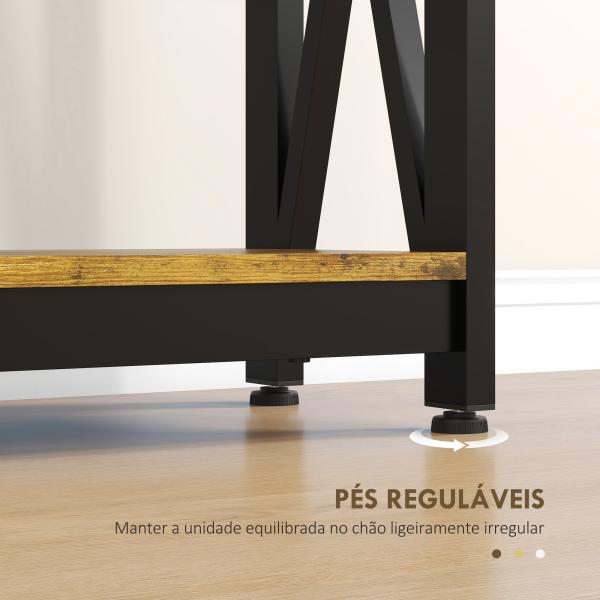 Mesa Consola de Estilo Industrial Mesa de Entrada de 2 Níveis com Estação de Carregamento 100x24x75 cm Castanho Rústico