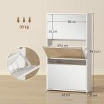 Sapateira Estreita com Espelho para 9 Pares de Sapatos para Corredor Espaços Reduzidos 65x17x114,5 cm Branco