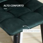 Conjunto de 2 Bancos Altos de Cozinha Bancos de Bar Estofados em Veludo com Apoio para os Pés e Encosto Verde