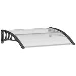 Marquise de Proteção 75x100 cm para Portas e Janelas contra Sol e Chuva com Suporte de Liga de Alumínio Transparente e Preto