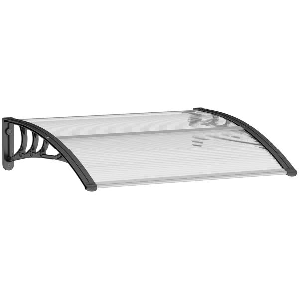 Marquise de Proteção 75x100 cm para Portas e Janelas contra Sol e Chuva com Suporte de Liga de Alumínio Transparente e Preto