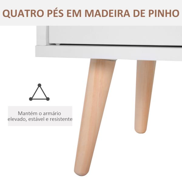 Aparador multiuso para cozinha sala de jantar 80x29,5x96cm Branco