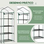 Estufa de Jardim com 4 Prateleiras e Cobertura de PVC Estufa de Aço para Cultivo de Plantas Flores 70x50x160cm Transparente