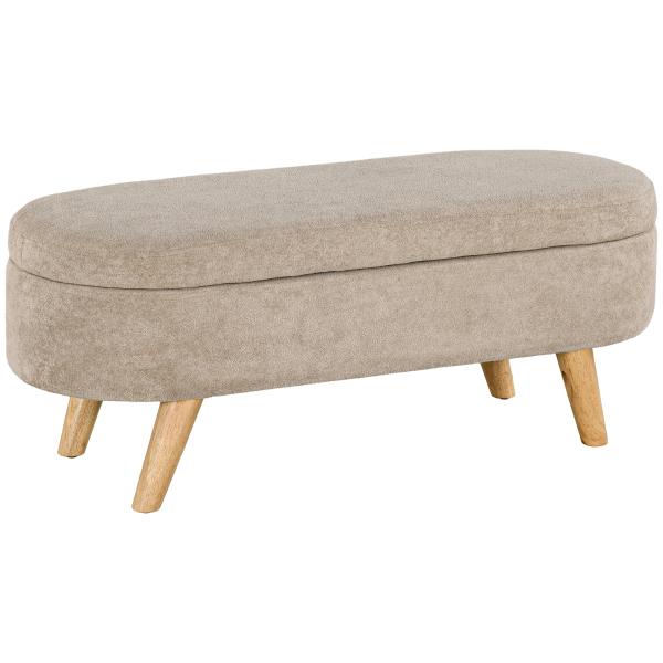 Banco para Pé de Cama Banco de Armazenamento com Pés de Madeira e Assento Acolchoado 110x40x43 cm Bege