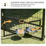 Parque para Cães com Toldo com Suporte Giratório para Comida 2 Tigelas Incluídas 141x141x151 cm Preto Marrom