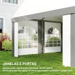 Tenda para Festa 4x8 m Tenda de Jardim com Paredes Removíveis Portas e Janelas Anti - UV para Casamento e Eventos Cinzento