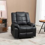 Poltrona de Massagem Poltrona Relax Reclinável com 8 Pontos de Massagem Controlo Remoto Estofada em PU 94x99x99 cm Preto