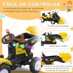 Trator a Pedal para Crianças acima de 3 Anos Trator Escavadora Infantil com Pá Dianteira 114x41x52 cm Amarelo e Preto