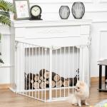 Barreira de Segurança para Animais de Estimação Barreira Dobrável de 3 Painéis 180x74,5 cm Branco