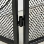 Frente para Lareira de 3 Painéis Dobrável com Dobradiças Estrutura Metálica e Malha Decorativa 132,5x76,5cm Preto