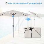 Chapéu de Sol de Jardim Ø270x235cm Chapéu de Sol de Alumínio Reclinável com Manivela e 6 Hastes para Terraço Exterior Balcão Creme