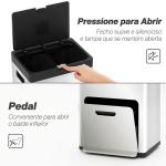 Caixote do Lixo de Cozinha 3 Compartimentos 2x18L+20L (56L) em Aço Inoxidável com Rodas e Tampa de Fecho Suave, Prateado