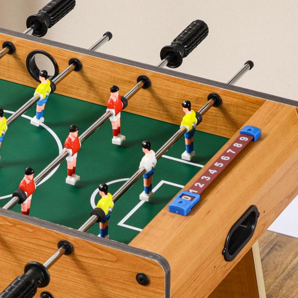 Mesa de Matraquilho para Crianças e Adultos Matraquilho 69x37x70cm com 2 Bolas 6 Hastes Metálicas 2 Placares de Pontos 18 Jogadores Pés Dobrável para Familias Festas Madeira