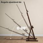 Cavalete de Pintura 230 cm com Altura e Ângulo Ajustáveis Arrumação para Adultos Artistas Pintores Castanho