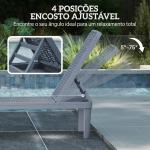 Espreguiçadeira Reclinável de Jardim Exterior com Encosto Ajustável em 4 Posições e Estrutura de PP 191x55x35,5 cm Cinzento Escuro