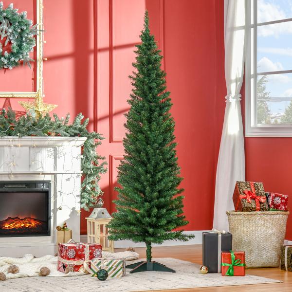 Árvore de Natal Artificial 180cm Ignífugo com 390 Pontas de Ramo PVC Decoração de Natal para Interiores Fácil de Montar Verde