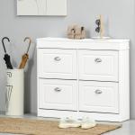Móvel Sapateira de 4 Portas Estreita com Prateleiras Ajustáveis e Removíveis Capacidade de 16 Pares para Corredor Entrada 98x24x83cm Branco