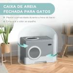 Caixa de Areia para Gatos com Pá Bandeja Removível 2 Portas Entrada Frontal e Saída Superior 52x41x38,5 cm Cinzento