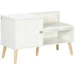 Banco Sapateira com Compartimento Aberto e Almofada Acolchoada para 4 Pares de Sapatos 80x33x49cm Branco
