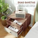 Mesa de Cabeceira com 2 Gavetas Pés de Aço Estilo Boémio Mesa de Cabeceira para Quarto Sala de Estar 45x39x55,5 cm Marrom