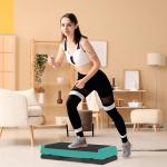 Step para Fitness Antideslizante Altura Regulável 3 Níveis de 10,5/15,5/20,5 cm Capacidade 250 kg 77x36x20,5 cm Verde e Preto