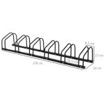 Estacionamento para 6 Bicicletas Suporte de Aço para Estacionar Bicicletas no Chão para Interior e Exterior 179x33x27 cm Preto