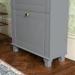 Sapateira Móvel Sapateira Estreita com 2 Portas e 1 Gaveta para 8 Pares de Sapatos 60x23,5x98,5 cm Cinzento