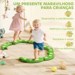 Trave de Equilíbrio para Crianças com 6 Pedras com Pontos Táteis para Treino de Equilíbrio em Interiores e Exteriores Verde