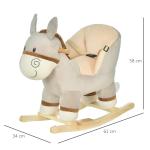 Baloiço Infantil em Forma de Burro para Bebés 18 - 36 Meses com Som Cinto de Segurança Apoio para os Pés 61x34x58 cm Cinza
