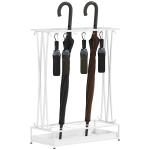 Suporte para Guarda - Chuva Moderno Retangular com 24 Ganchos 21 Espaços e Bandeja Recolhedora de Gotas 50x24x68 cm Branco