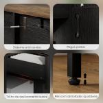 Aparador de 2 Portas com Orifícios 2 Compartimentos e Gaveta Prateleiras Ajustáveis 100x40x80 cm Preto e Castanho Rústico