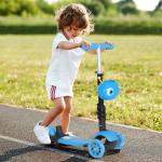 Trotinete 5 em 1 para Crianças com 3 Rodas Assento Removível e Guiador Ajustável Carga Máxima 50 kg 62x25x72,5 cm Azul