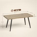 Mesa de Centro Moderna com Tampo Espesso de 4 cm, Pés de Aço, 100x50x45 cm, Carvalho