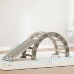 Escalada para Crianças de 18 - 48 Meses 4 em 1 com Arco de Escalada Baloiço Rampa e Escorrega 164x70x57 cm Cinza e Branco