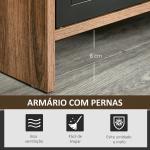 Armário de TV para televisores de 42"com 2 compartimentos fechados com portas de metal e 2 estantes 109x35x38 cm Madeira natural e cinza