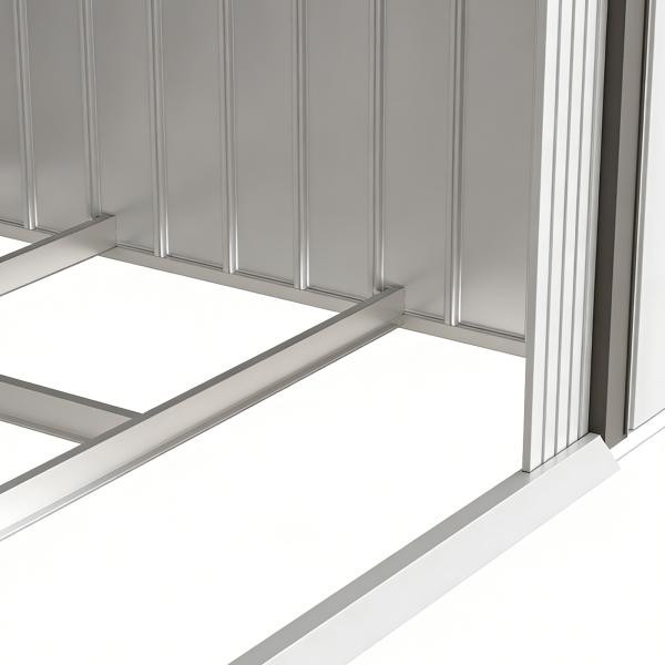 Abrigo de Jardim 213x130x185cm Abrigo de Jardim Metálico de Exterior com 2 Portas Deslizantes e 4 Janelas Branco e Cinza