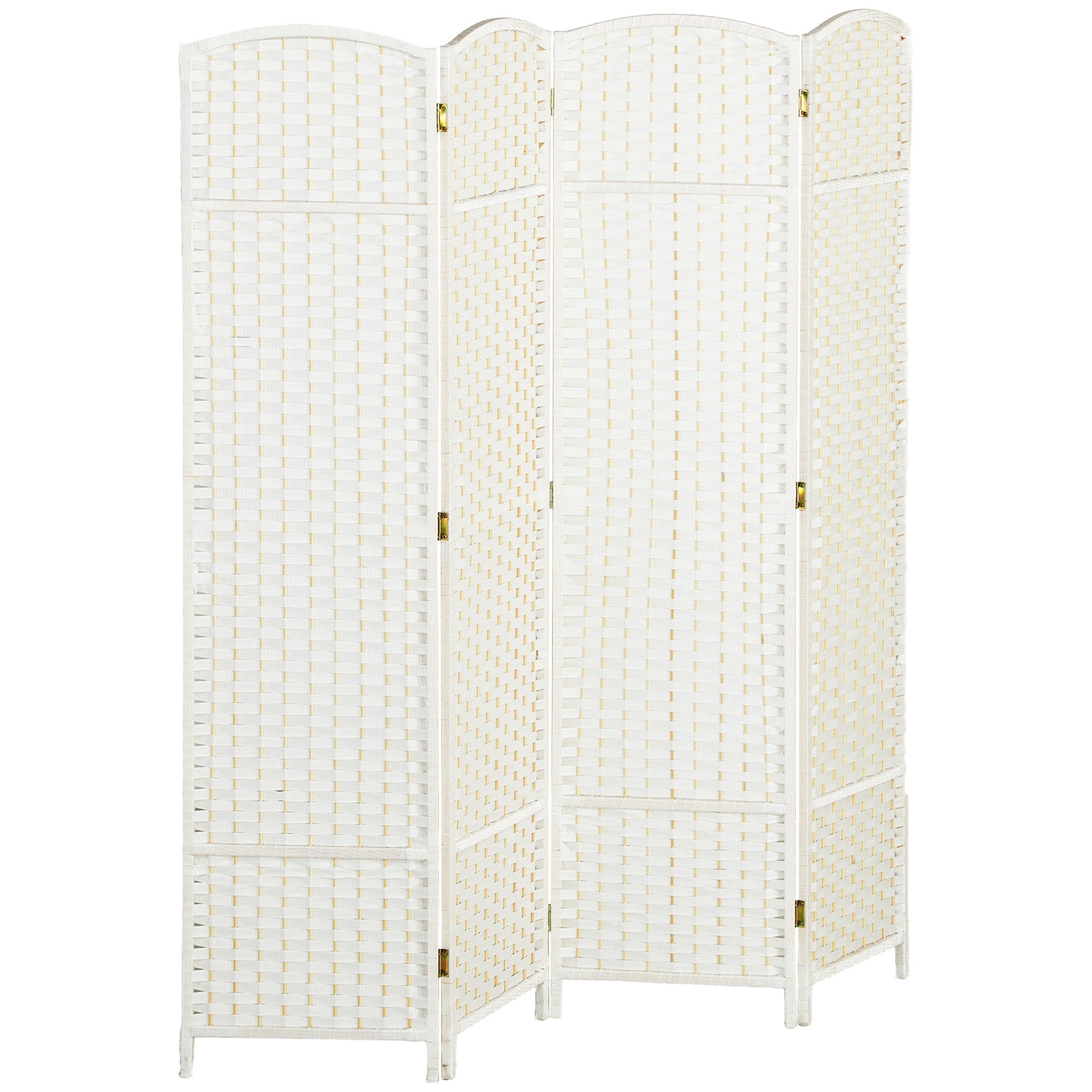 Biombo de 4 Painéis Separador de Ambientes Dobrável 160x170 cm para Sala de Estar Dormitório Escritório Branco