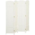 Biombo de 4 Painéis Separador de Ambientes Dobrável 160x170 cm para Sala de Estar Dormitório Escritório Branco