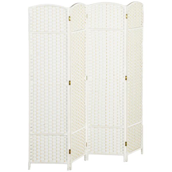 Biombo de 4 Painéis Separador de Ambientes Dobrável 160x170 cm para Sala de Estar Dormitório Escritório Branco
