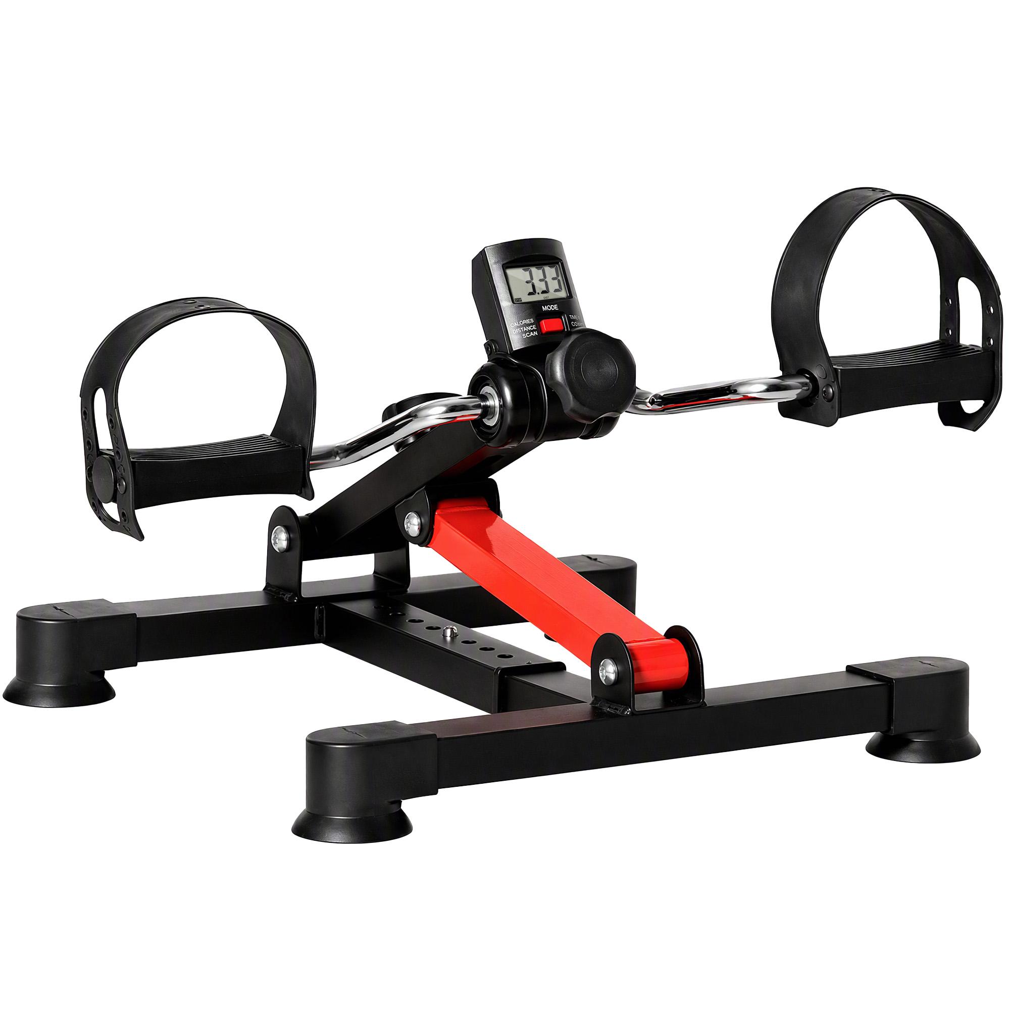 Mini Bicicleta Estática de Exercícios Mini Bicicleta Estática com Altura e Comprimento Ajustáveis Tela LCD Máquina de Pedalar de Mãos e Pernas 33 - 43x40x24,5 - 34,5 cm Preto